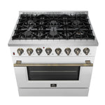 FORNO Galiano 36-in Standard 6 burners Convection Oven Freestanding Dual Fuel Range ( White )