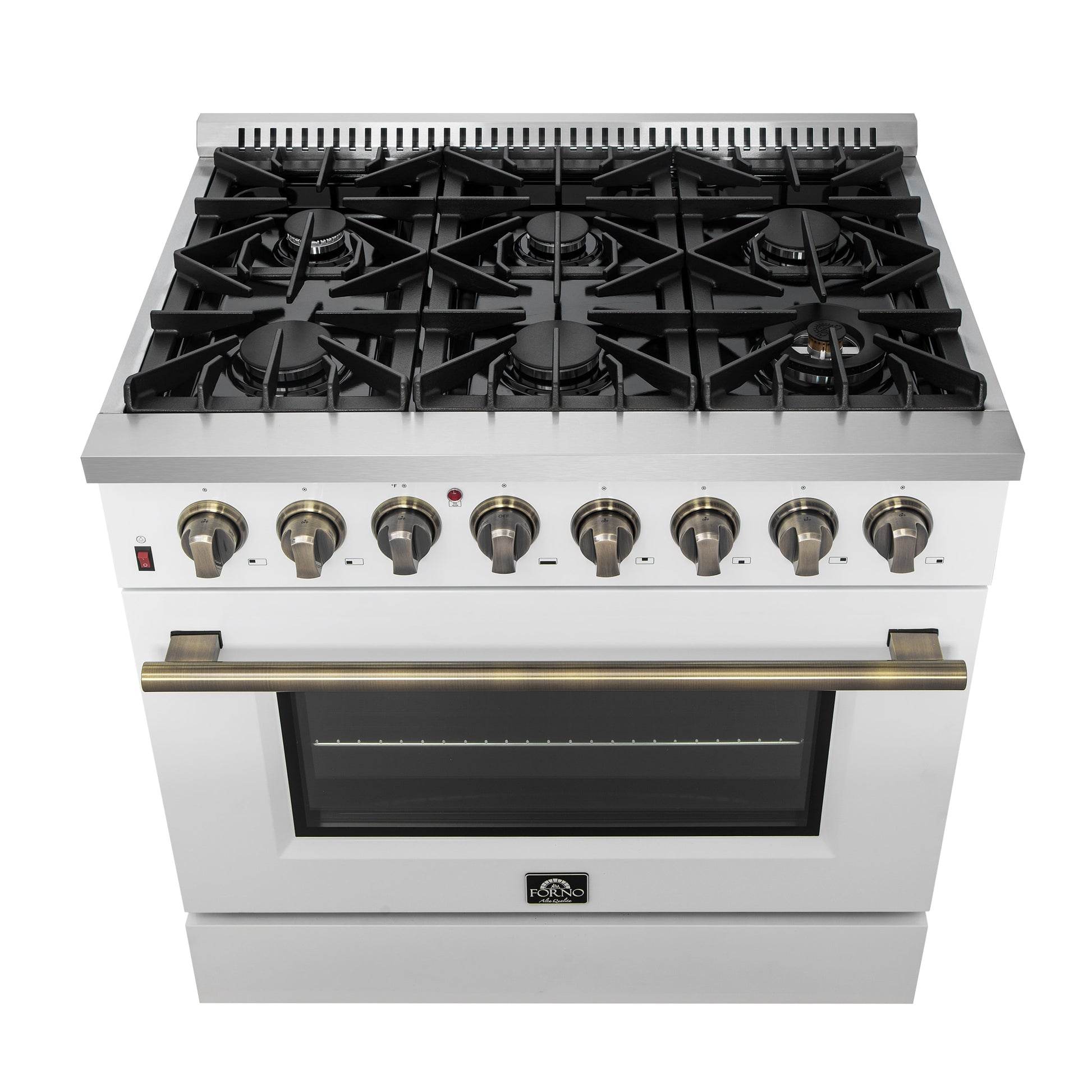 FORNO Galiano 36-in Standard 6 burners Convection Oven Freestanding Dual Fuel Range ( White )