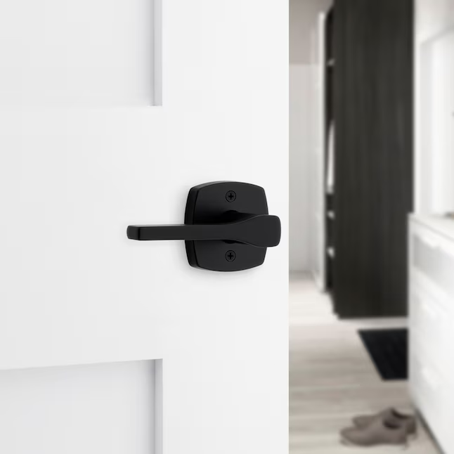 Kwikset Tripoli Matte Black Interior or Bed/Bath Privacy Door Handle, RETAIL: $52.28, FINAL PRICE: $19.99 + TAX