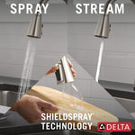 Delta Lenta Single-Handle Pull-Down Kitchen Faucet with Touch2O Technology in Spotshield Stainless Steel, 19802TLZ-SP-DST, MRSP: $339, FINAL PRICE: $149.99 + TAX