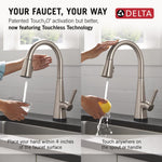 Delta Lenta Single-Handle Pull-Down Kitchen Faucet with Touch2O Technology in Spotshield Stainless Steel, 19802TLZ-SP-DST, MRSP: $339, FINAL PRICE: $149.99 + TAX