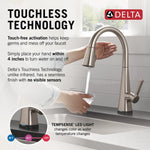 Delta Lenta Single-Handle Pull-Down Kitchen Faucet with Touch2O Technology in Spotshield Stainless Steel, 19802TLZ-SP-DST, MRSP: $339, FINAL PRICE: $149.99 + TAX