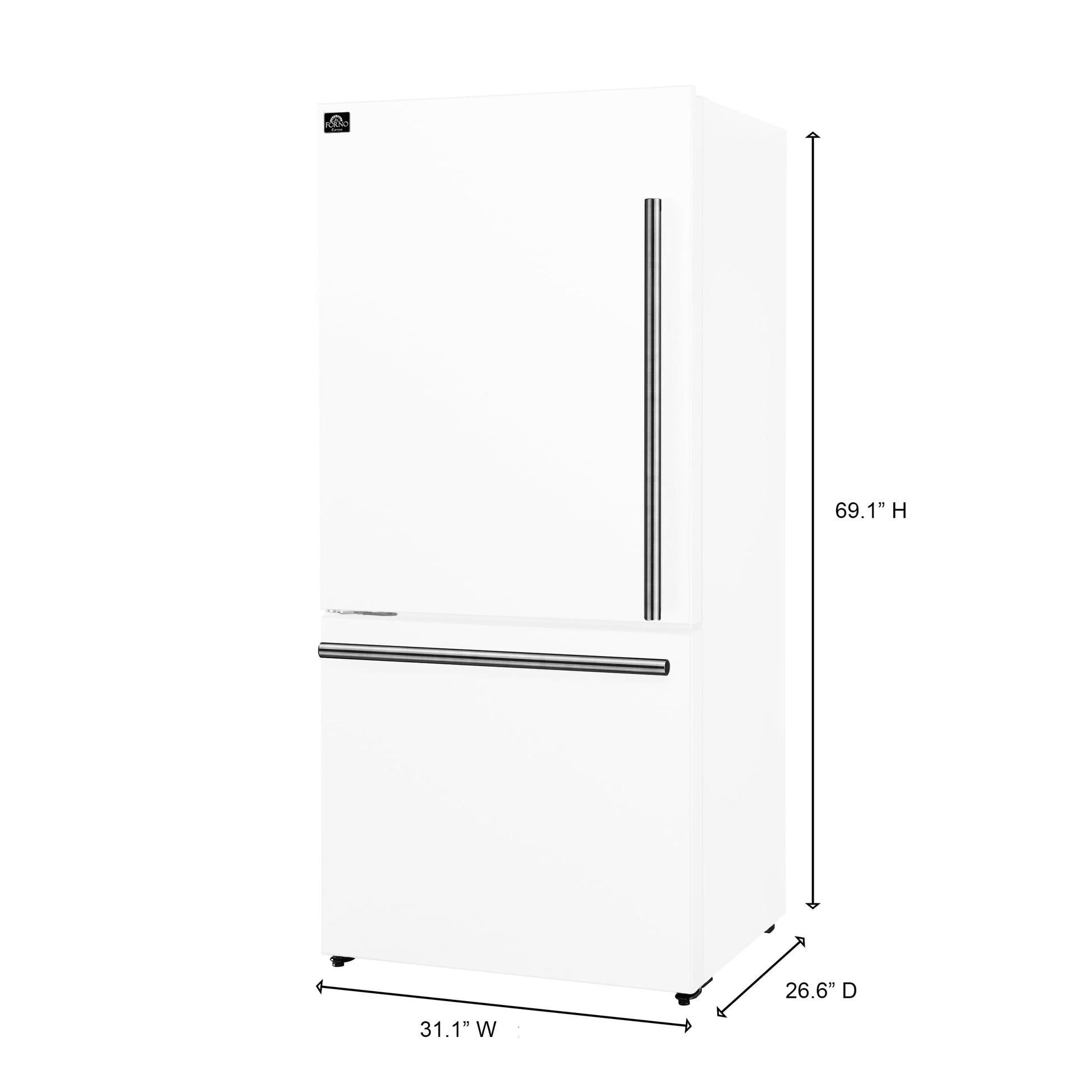 FORNO Milano Espresso 17.2-cu ft Counter-Depth 31-in Wide Bottom-Freezer Refrigerator with Ice Maker (