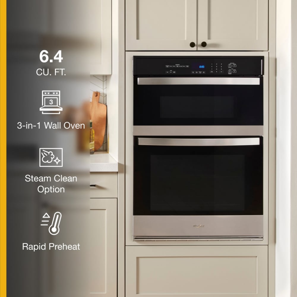 Whirlpool 30 inch Self-cleaning Microwave Wall Oven Combo ( Stainless Steel )