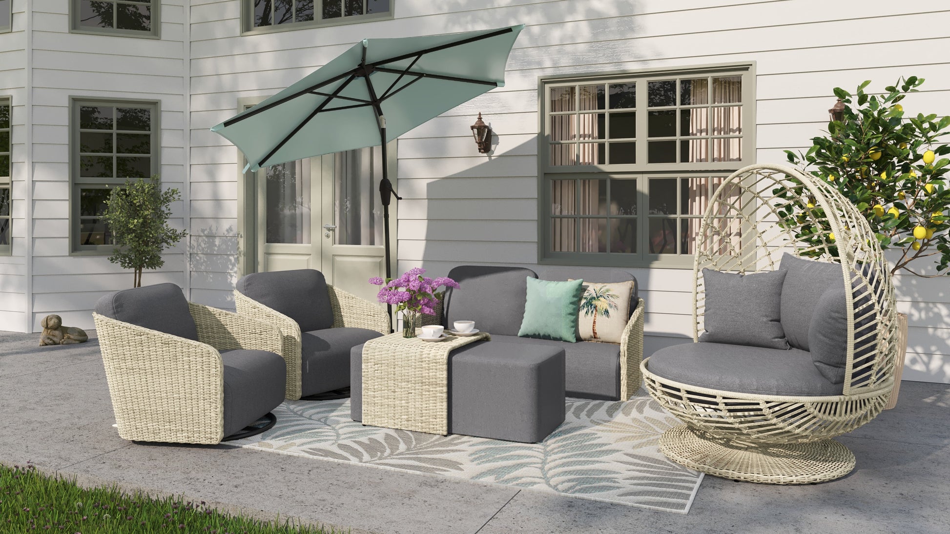 Origin 21 Venza 3 -Piece Wicker Patio Conversation Set with Dark Gray Cushions