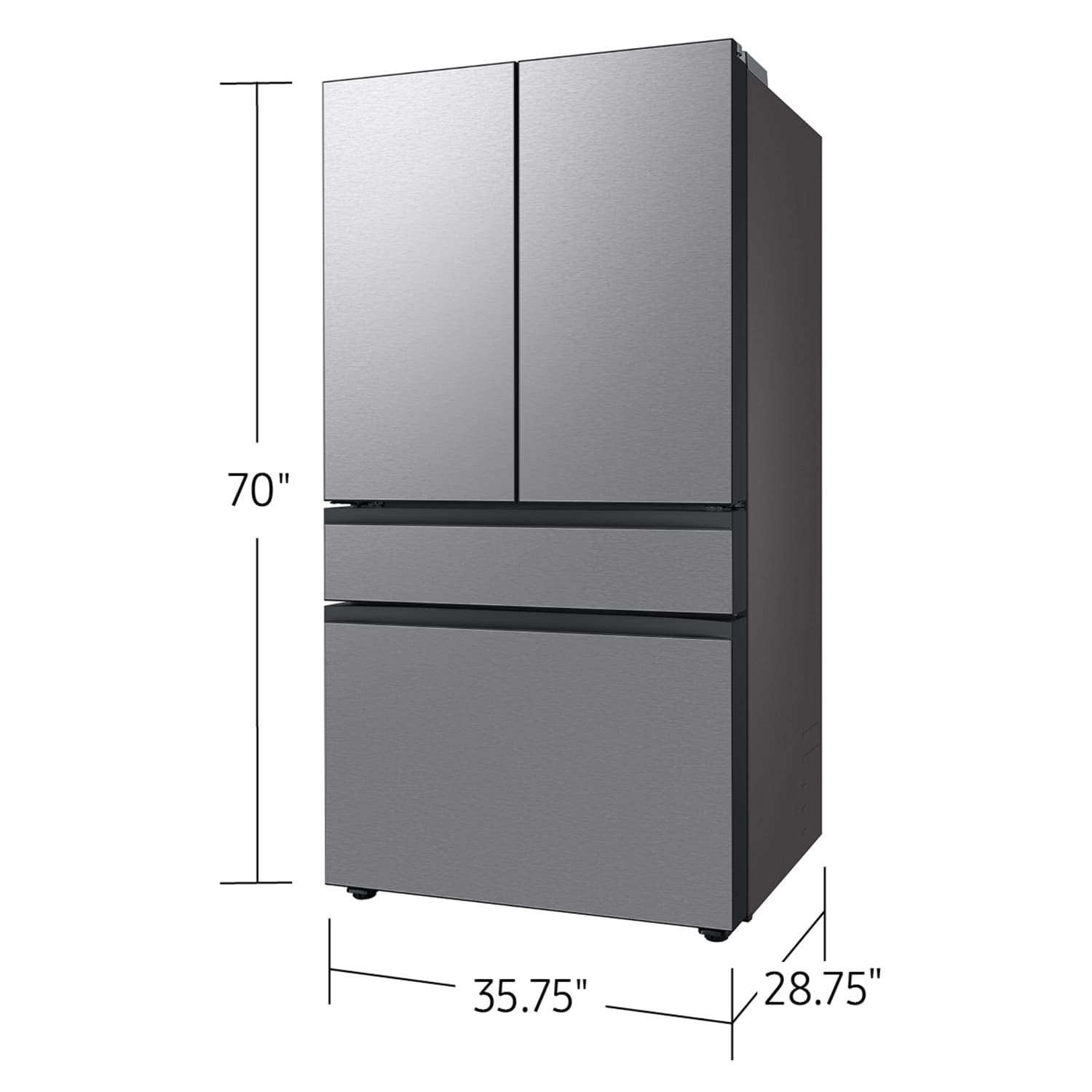 Samsung Bespoke Counter-Depth Inner Beverage Center 23-cu ft 4 -Door 36-in Wide with Ice Maker ( Fingerprint Resistant Stainless Steel ) ENERGY STAR Certified