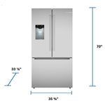 Bosch 300 Series 26-cu ft 3 -Door 36-in Wide Smart Compatible French Door Refrigerator with Ice Maker with Water & Ice Dispenser (Stainless Steel)
