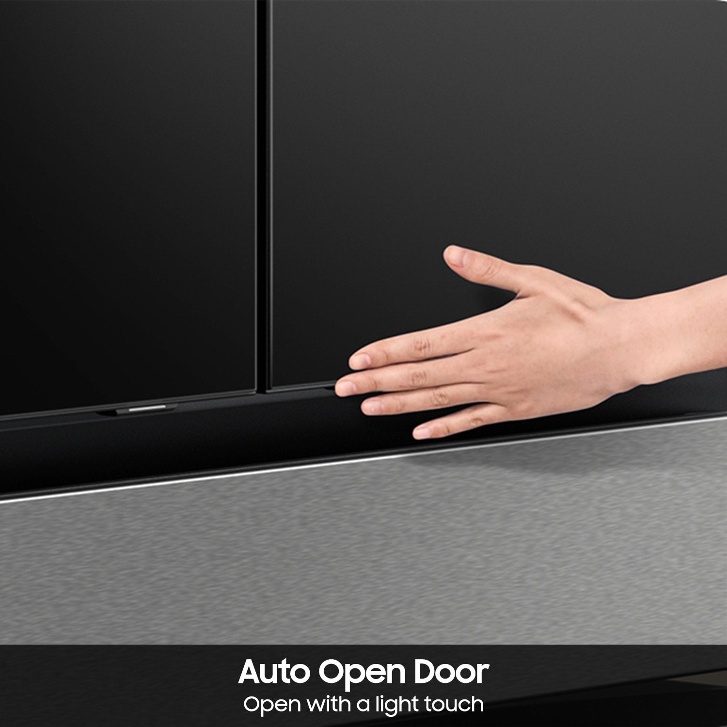Samsung Bespoke AI Standard-Depth Family Hub 29-cu ft 36-in Wide with Dual Ice Maker and Door within Door (Charcoal Glass Top Stainless Steel Bottom Panels)
