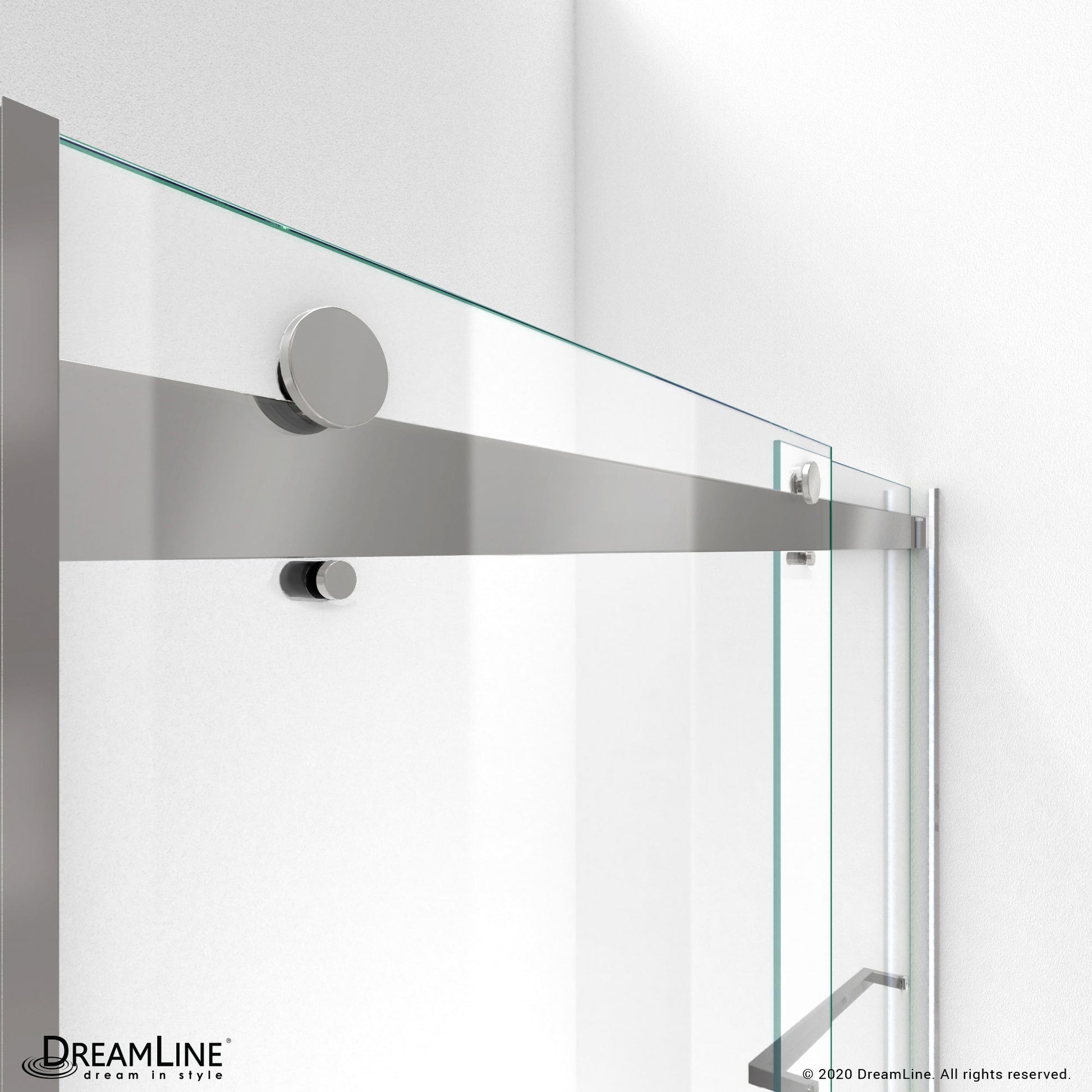 DreamLine Essence Brushed Nickel 56-in to 60-in W x 76.0-in H Frameless Clear Glass Bypass Sliding Shower door