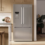 Bosch 300 Series 26-cu ft 3 -Door 36-in Wide Smart Compatible French Door Refrigerator with Ice Maker with Water & Ice Dispenser (Stainless Steel)