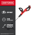 CRAFTSMAN V20 20-volt max 13.0-in Straight Shaft Battery String Trimmer Edger Conversion Capable 2 Ah (Battery Included) (Charger Included) [FBM-153]