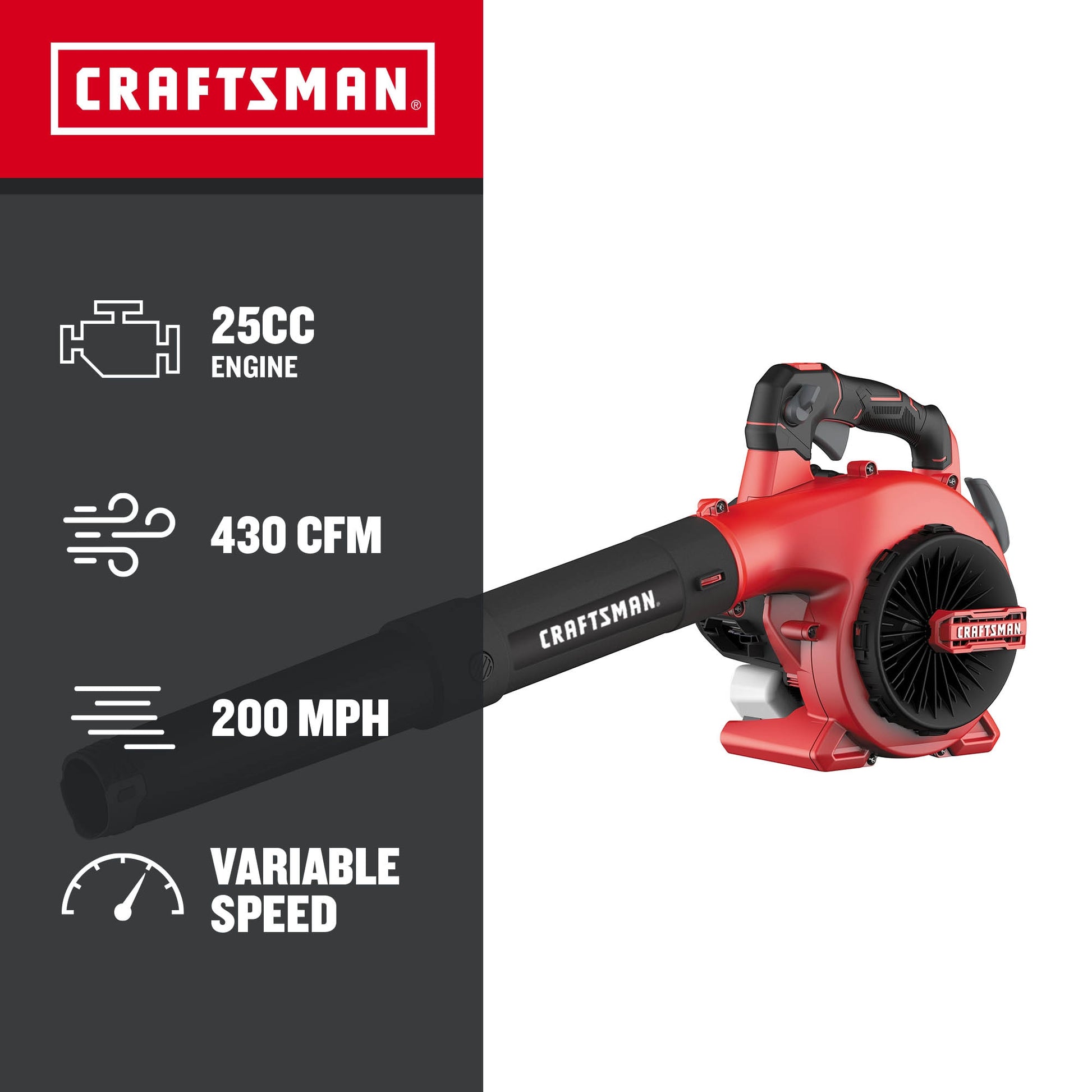 CRAFTSMAN B2200 25-cc 2-cycle 430-CFM 200-MPH Gas Handheld Leaf Blower