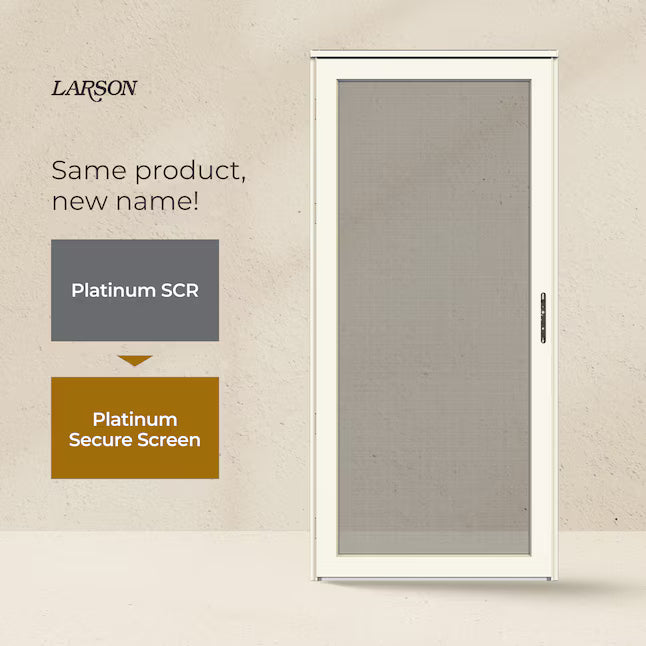 LARSON Platinum Secure Screen 36-in x 81-in White Linen Aluminum Right-hand outswing Surface Mount Security Screen Door [FBM-320]