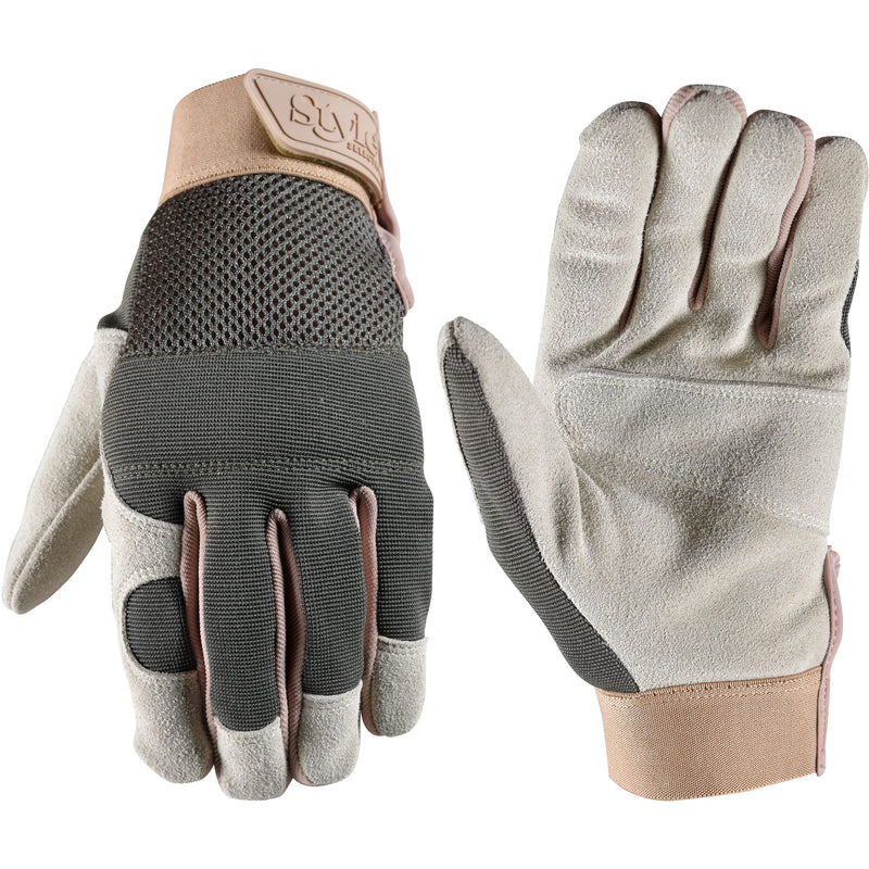 Style Selections Medium Green Leather/Polyester Gardening Gloves 1 -Pairs