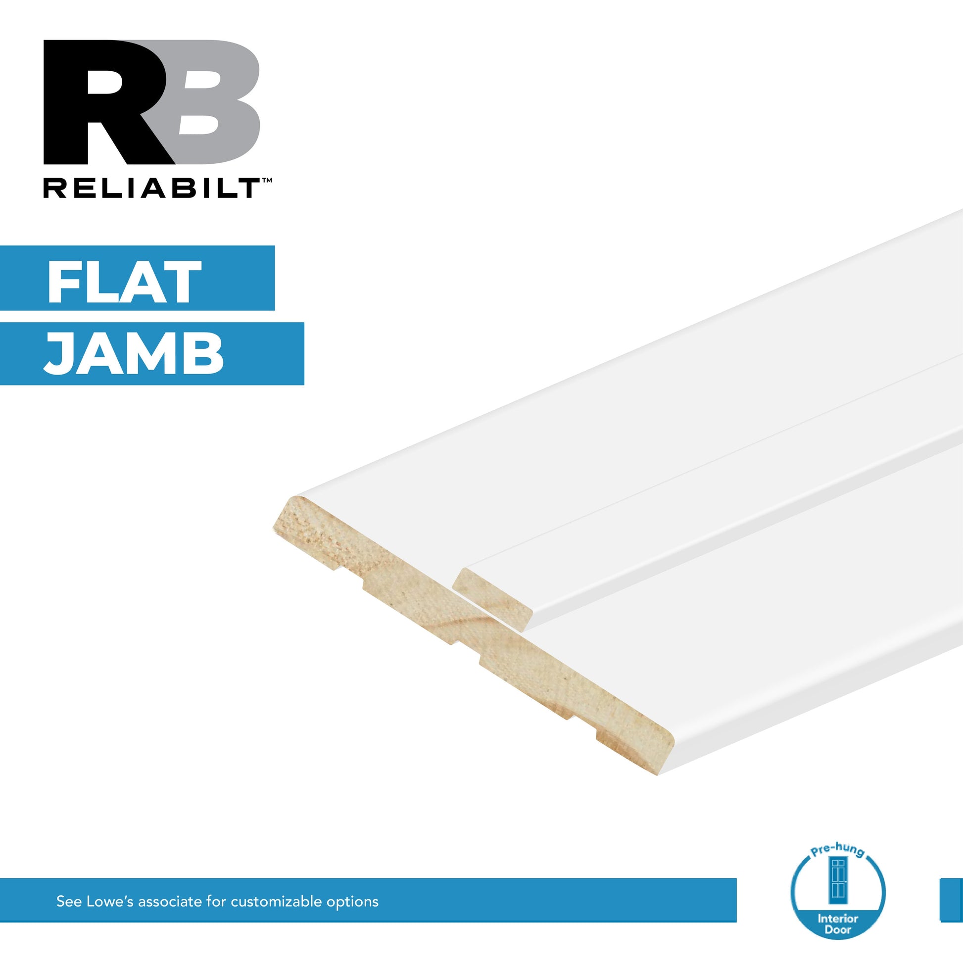 RELIABILT 32-in x 80-in Hollow core Flush Left hand Smooth Unfinished Hardboard Flat Jamb Single Prehung Interior Door