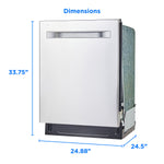 Midea 24-in Top Control Built-in Dishwasher ( Stainless Steel ) With Third Rack, 47-Decibel