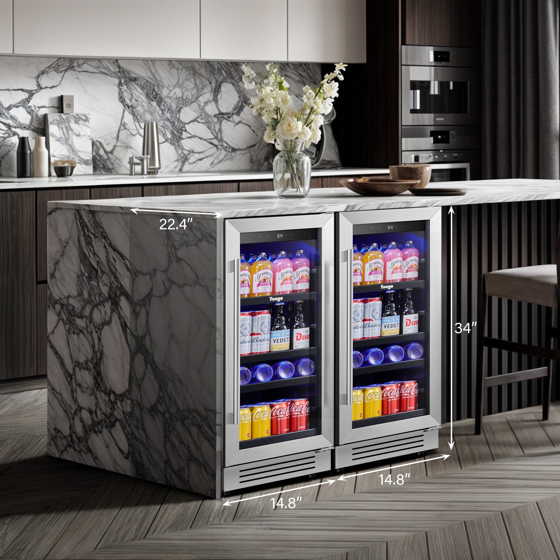 Yeego 30-in W 160 -Can Capacity Stainless Steel Built-in/Freestanding Indoor Beverage Refrigerator with Glass Door, YG-BS15-23, FINAL PRICE: $449.99