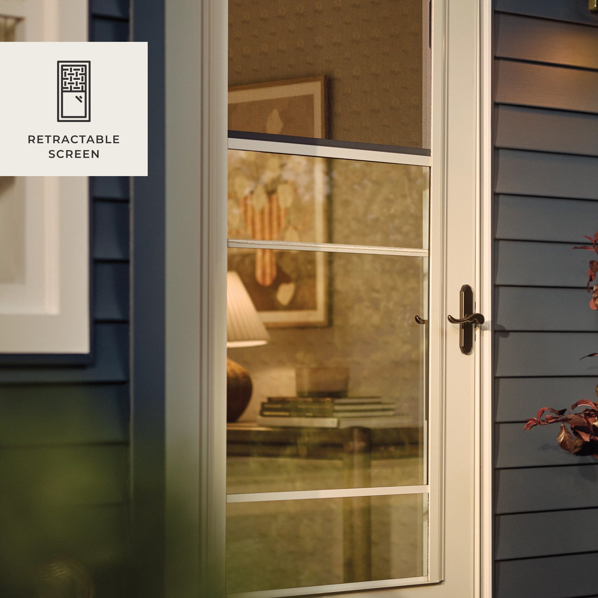 LARSON 40 Midview 32-in x 81-in Brown Wood core Reversible Hinge Storm Door with Retractable Screen ( Brushed nickel Handle Included )