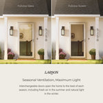 LARSON Platinum Fullview 36-in x 81-in White Linen Aluminum Left-hand Outswing/Right Hinge Storm Door with Interchangeable Screen ( No handle )