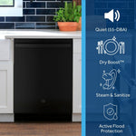 GE 24-in Top Control Built-in Dishwasher ( Black ) , Dry Boost , 55-Decibel