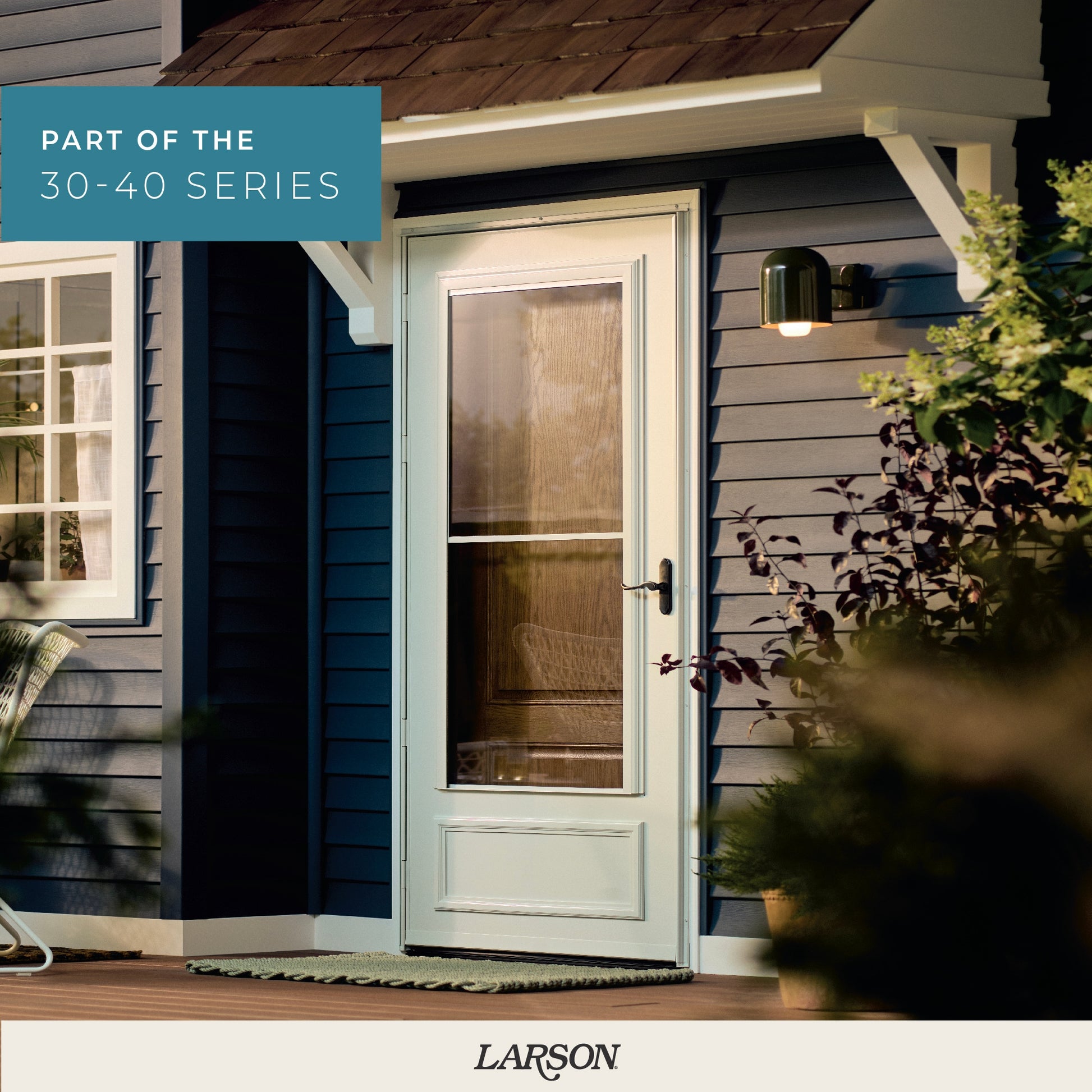 LARSON 40 Midview 36-in x 81-in Almond Wood core Reversible Hinge Storm Door with Retractable Screen
