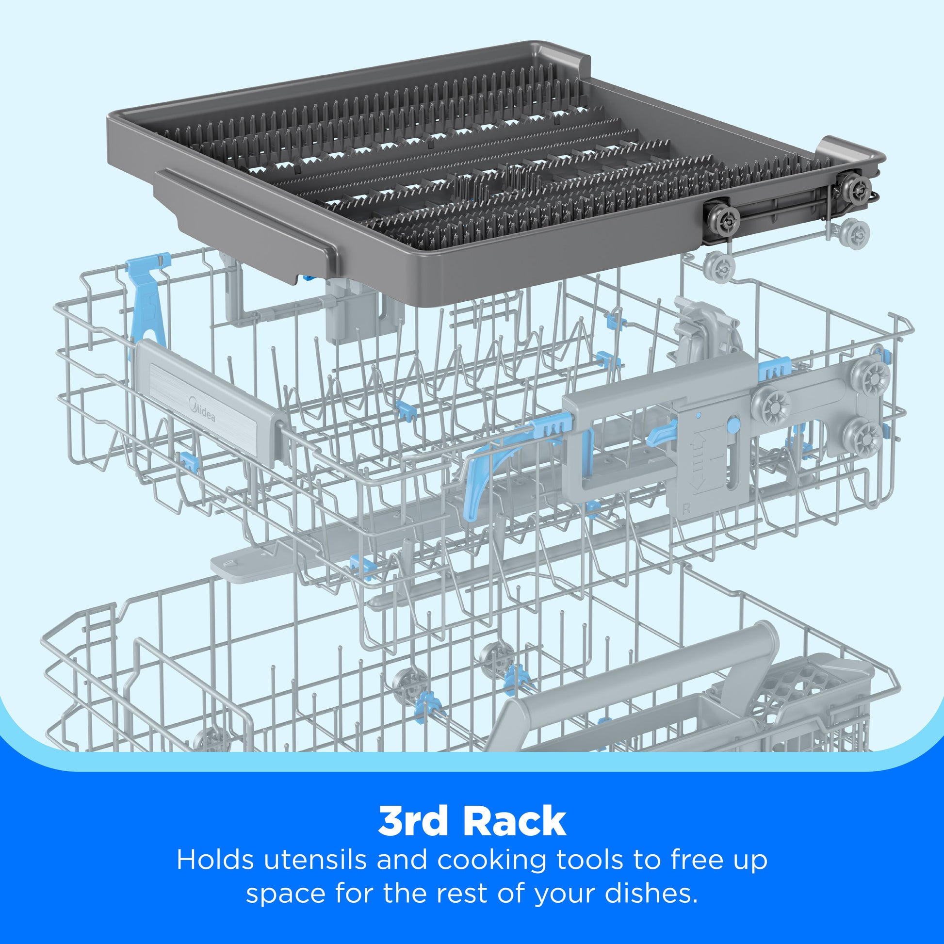 Midea 24-in Top Control Built-in Dishwasher ( Stainless Steel ) With Third Rack, 47-Decibel