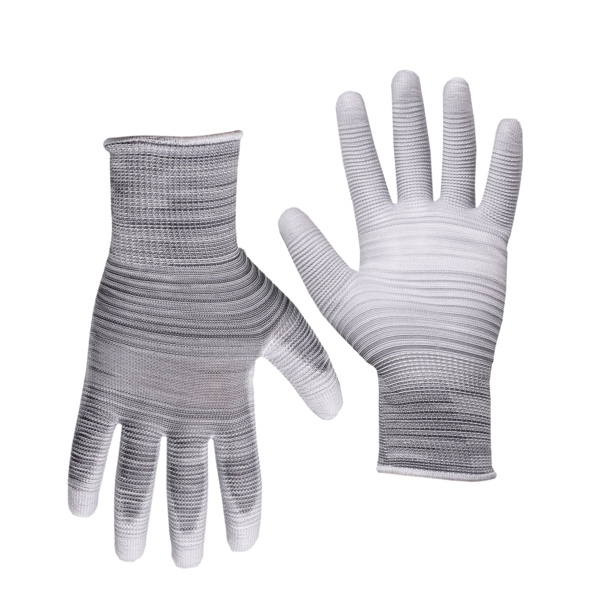Large Gray Polyurethane dipped Polyester Gardening Gloves 1 -Pairs