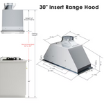 DZS 30-in Convertible 900-CFM Stainless Steel Insert Under Cabinet Range Hood with Charcoal Filter, DNAB01-30 *JR2509, Retail: $289.00, FINAL PRICE: $149.99 + TAX