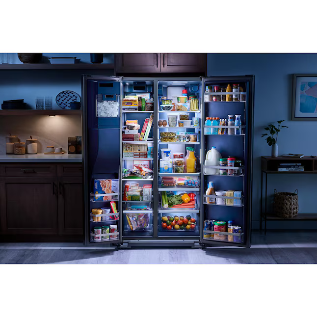 Maytag 20.85-cu ft Counter-Depth 36-in Side-by-Side Refrigerator with Ice Maker + Water and Ice Dispenser (Fingerprint Resistant Stainless Finish), MRSC6636RZ *JR2511, Retail: $2,399.00, FINAL PRICE: $1,199.99 + TAX