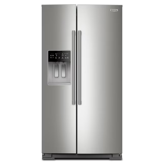 Maytag 20.85-cu ft Counter-Depth 36-in Side-by-Side Refrigerator with Ice Maker + Water and Ice Dispenser (Fingerprint Resistant Stainless Finish), MRSC6636RZ *JR2511, Retail: $2,399.00, FINAL PRICE: $1,199.99 + TAX