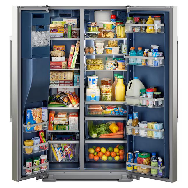 Maytag 20.85-cu ft Counter-Depth 36-in Side-by-Side Refrigerator with Ice Maker + Water and Ice Dispenser (Fingerprint Resistant Stainless Finish), MRSC6636RZ *JR2511, Retail: $2,399.00, FINAL PRICE: $1,199.99 + TAX