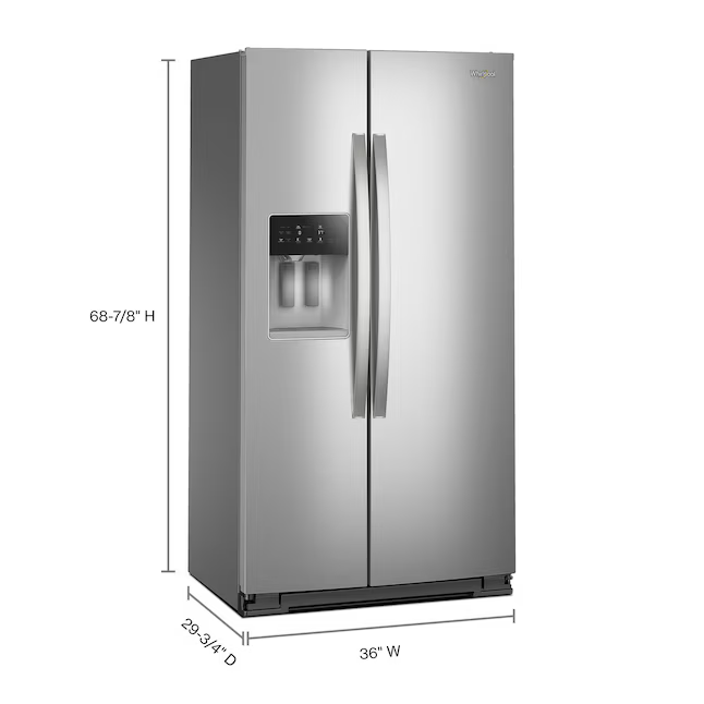 Whirlpool 20.85-cu ft Counter-Depth 36-in Side-by-Side Refrigerator with Ice Maker + Water and Ice Dispenser (Fingerprint Resistant Stainless Finish), WRSC5536RZ/00 *JR2511, Retail: $2,099.00, FINAL PRICE: $999.99 + TAX