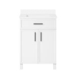 Style Selections Dolton 24-in True White Undermount Single Sink Bathroom Vanity with White Engineered Stone Top (Fully Assembled)