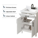 Style Selections Dolton 24-in True White Undermount Single Sink Bathroom Vanity with White Engineered Stone Top (Fully Assembled)