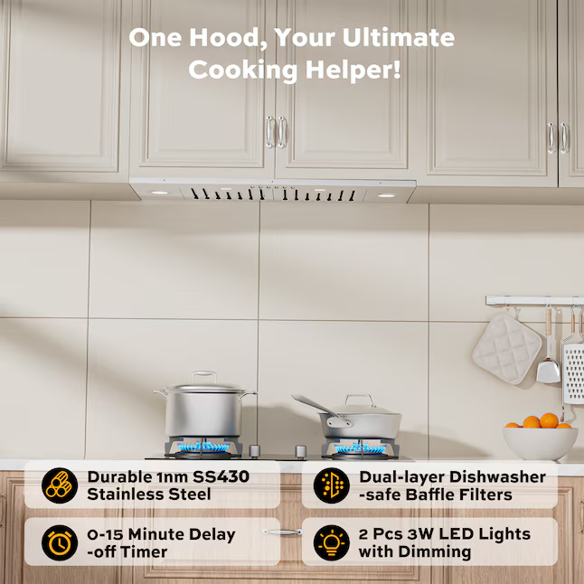 DZS 30-in Convertible 900-CFM Stainless Steel Insert Under Cabinet Range Hood with Charcoal Filter, DNAB01-30 *JR2509, Retail: $289.00, FINAL PRICE: $149.99 + TAX