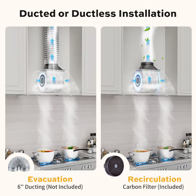 DZS 30-in Convertible 900-CFM Stainless Steel Insert Under Cabinet Range Hood with Charcoal Filter, DNAB01-30 *JR2509, Retail: $289.00, FINAL PRICE: $149.99 + TAX