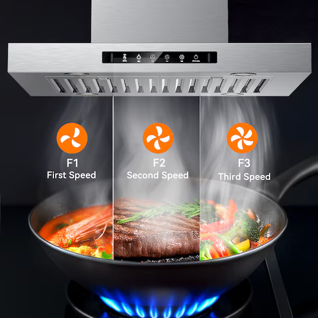 VIKIO 30-in Ducted 980-CFM Stainless Steel Island Range Hood with Charcoal Filter, IKIS02-30 *JR2508, Retail: $1,116.50, FINAL PRICE: $359.99 + TAX
