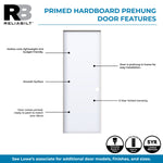 RELIABILT 36-in x 80-in Hollow Core Flush Left Hand Hardboard Single Prehung Interior Door