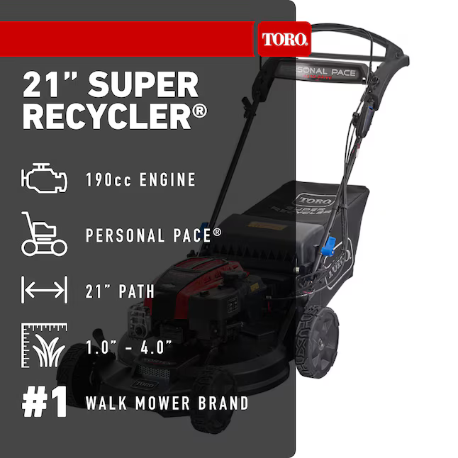 Toro Super Recycler with Personal Pace and Smart Stow 21-in Gas Self-Propelled Lawn Mower with 190-cc Briggs and Stratton Engine, 21564 *HD2509, Retail: $919.00, FINAL PRICE: $599.99 + TAX