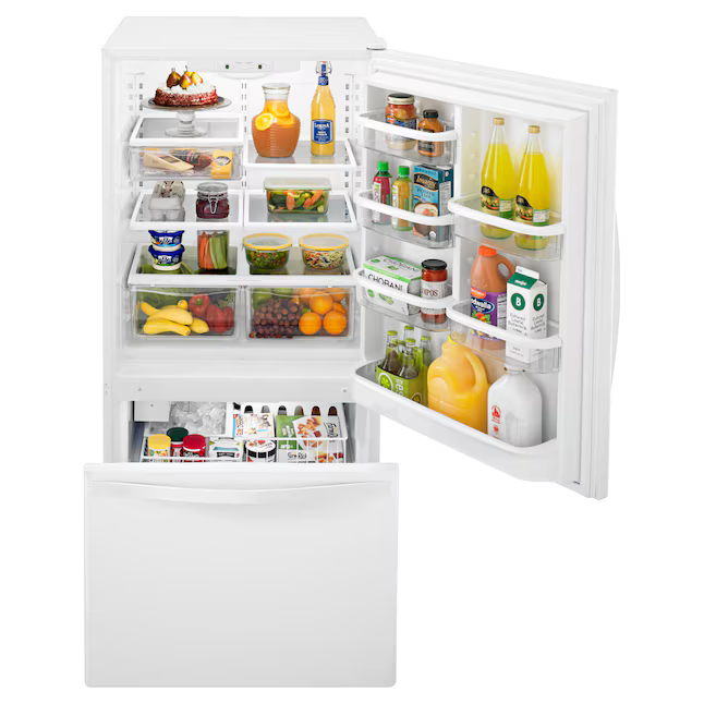 Whirlpool 22.07-cu ft Standard-Depth Bottom-Freezer Refrigerator with Ice Maker (White), WRB322DMBW/05 *JR2509, Retail: $1,999.00, FINAL PRICE: $999.99 + TAX