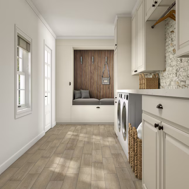 STAINMASTER Ferndale Oak 6-in x 24-in Matte Porcelain Wood Look Floor and Wall Tile, 8 mm, 15 pcs, 50.40 lbs, 15 sf, SM43624XTMTLW  #918693  *JR2510, Retail: $1.99/sf, $29.85/box, FINAL PRICE: $1.29/sf, $19.35/bx + TAX