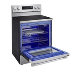 LG 30-in Glass Top 5 burners 6.3-cu ft Air Fry Convection Oven Freestanding Electric Range with WipeClean Coating ( Stainless Steel )