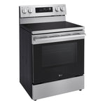 LG 30-in Glass Top 5 burners 6.3-cu ft Air Fry Convection Oven Freestanding Electric Range with WipeClean Coating ( Stainless Steel )