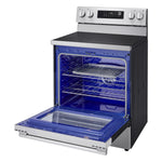 LG 30-in Glass Top 5 burners 6.3-cu ft Air Fry Convection Oven Freestanding Electric Range with WipeClean Coating ( Stainless Steel )