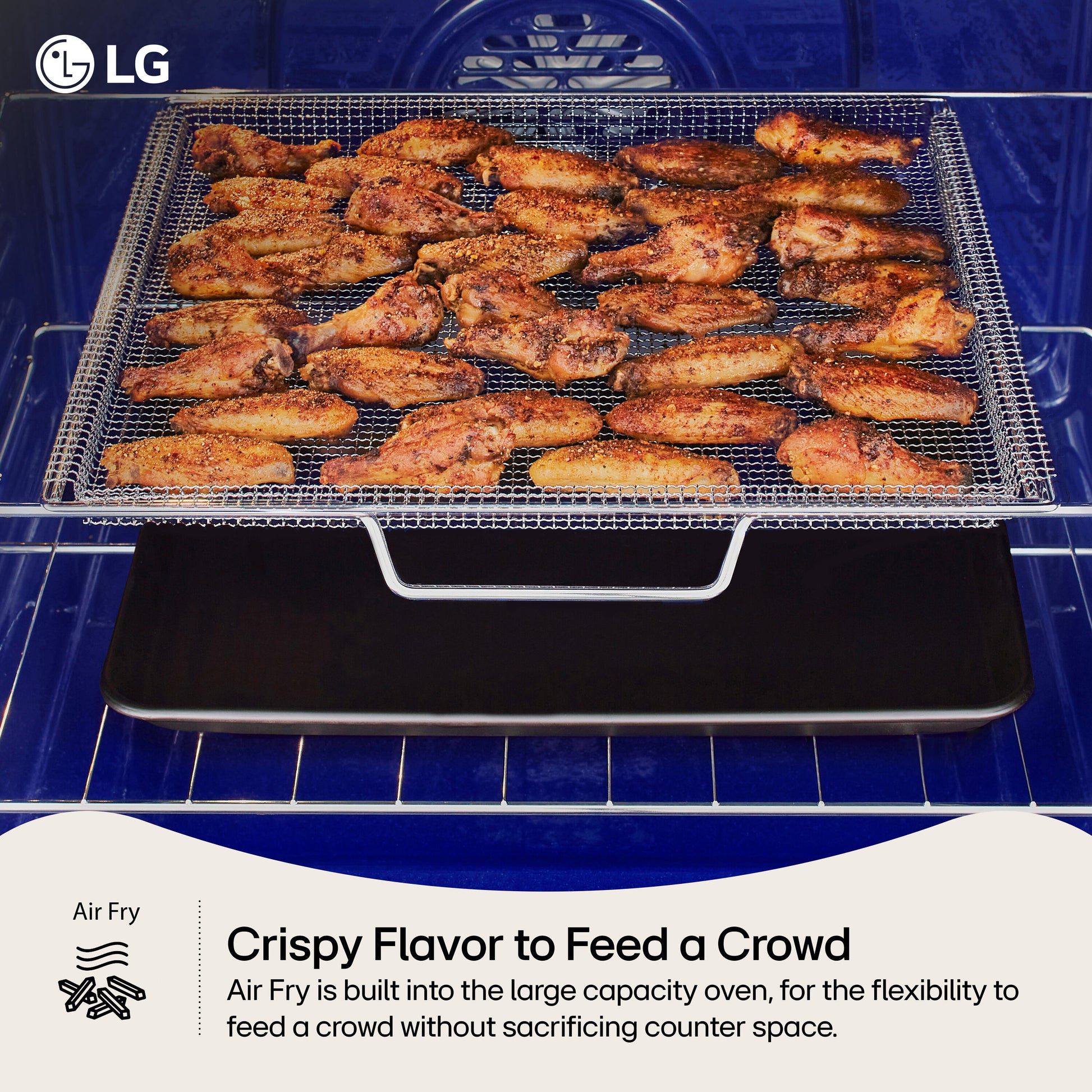 LG 30-in Glass Top 5 burners 6.3-cu ft Air Fry Convection Oven Freestanding Electric Range with WipeClean Coating ( Stainless Steel )