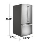 GE Standard-Depth 24.8-cu ft 3 -Door 33-in Wide French Door Refrigerator with Ice Maker with Water Dispenser ( Fingerprint-resistant Stainless Steel ) ENERGY STAR Certified