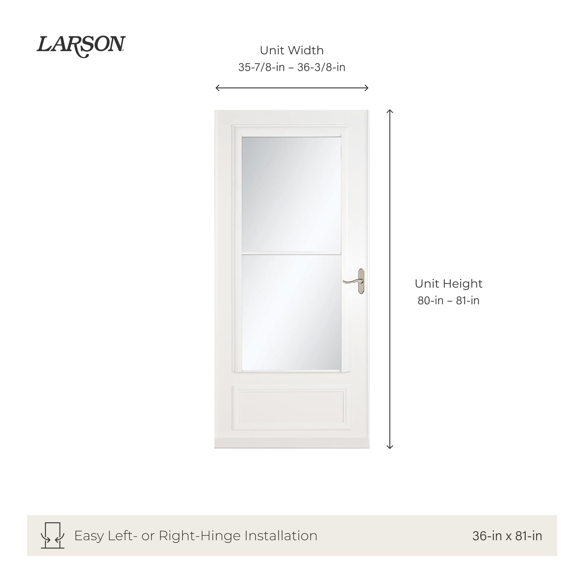 LARSON 40 Midview 36-in x 81-in Almond Wood core Reversible Hinge Storm Door with Retractable Screen