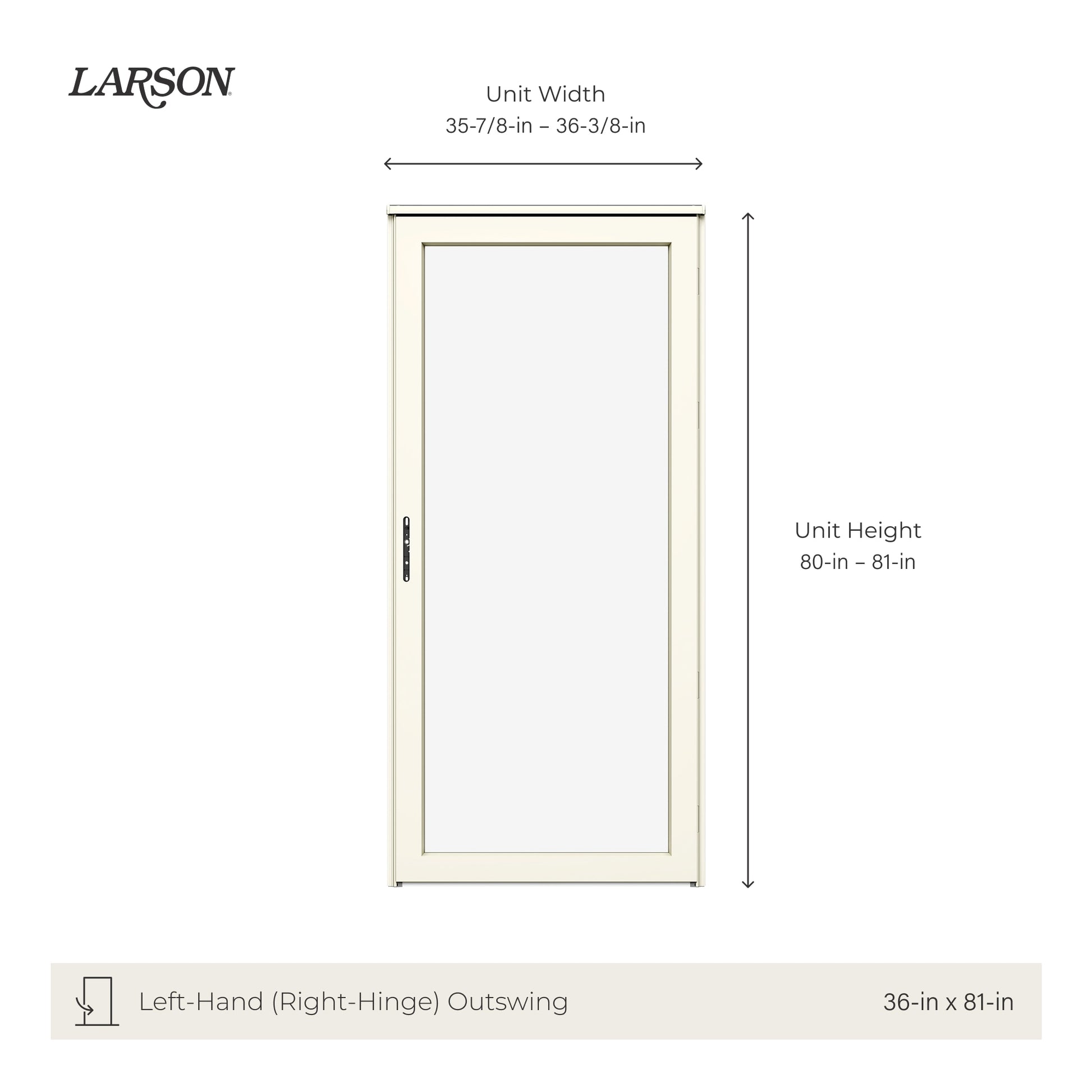 LARSON Platinum Fullview 36-in x 81-in White Linen Aluminum Left-hand Outswing/Right Hinge Storm Door with Interchangeable Screen ( No handle )