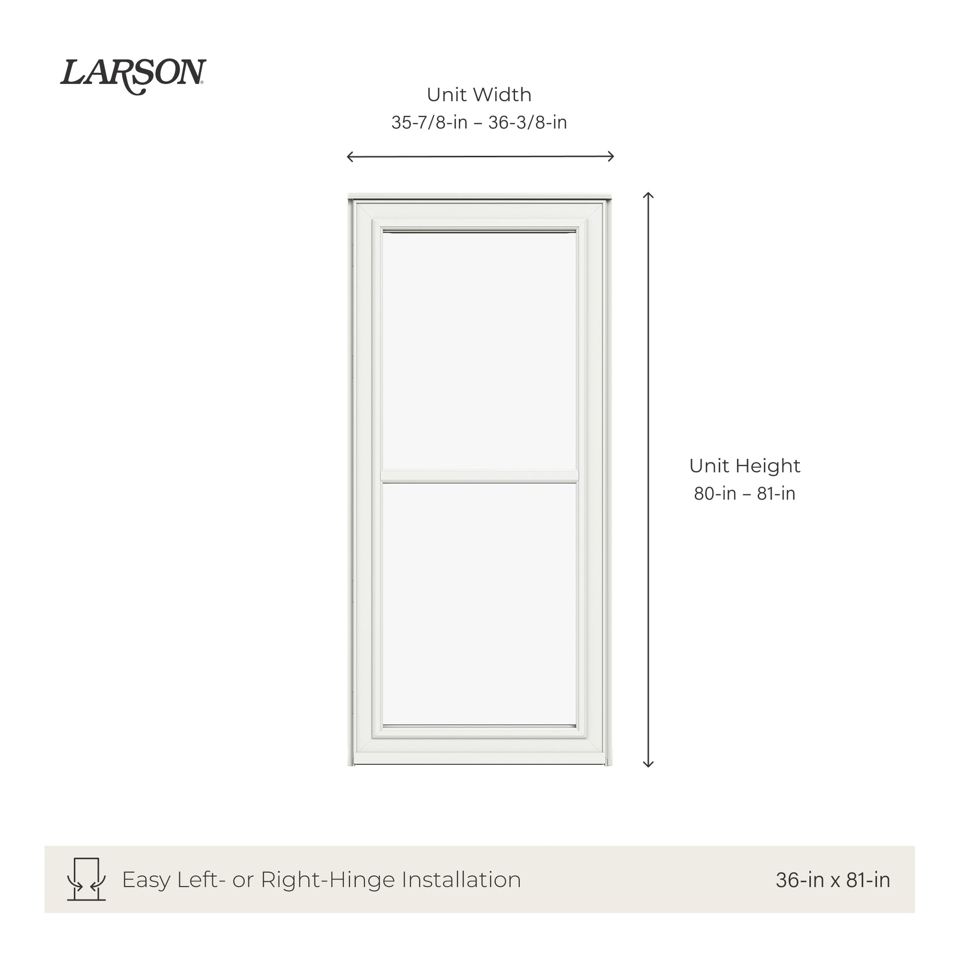 LARSON 80 Split Fullview (Tradewinds) Low-E 36-in x 81-in Brown Aluminum Reversible Hinge Storm