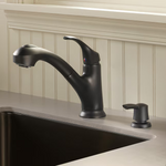 Pfister Shelton Matte Black Double Handle Deck-Mount Kitchen Faucet (Includes Deck Plate) (Includes Soap Dispenser), F-WKP-701B *JR2510, Retail: $129.00, FINAL PRICE: $77.99 + TAX